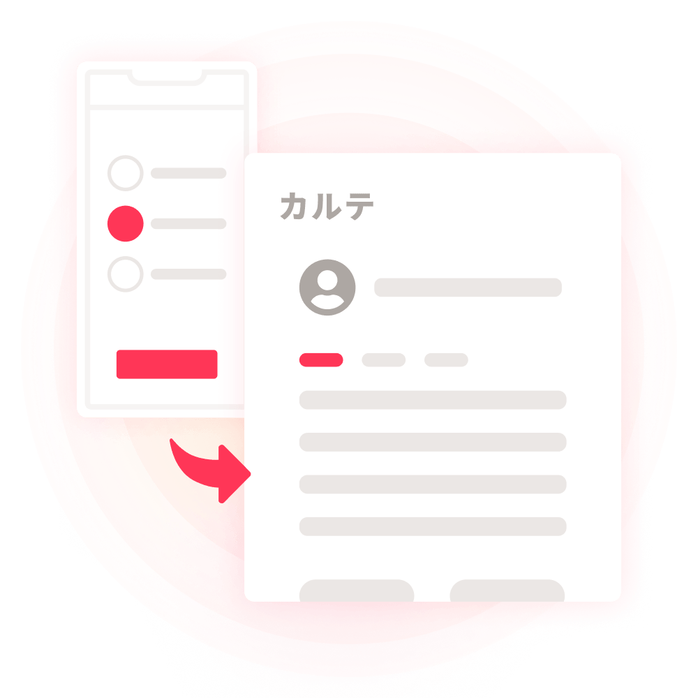 問診内容がそのままカルテに連携されるイメージ