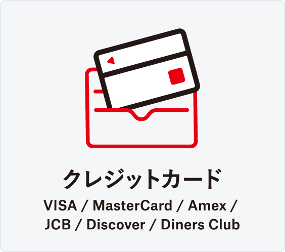 クレジットカード　VISA / MASTER CARD / AMEX / JCB / DISCOVER / Diners Club